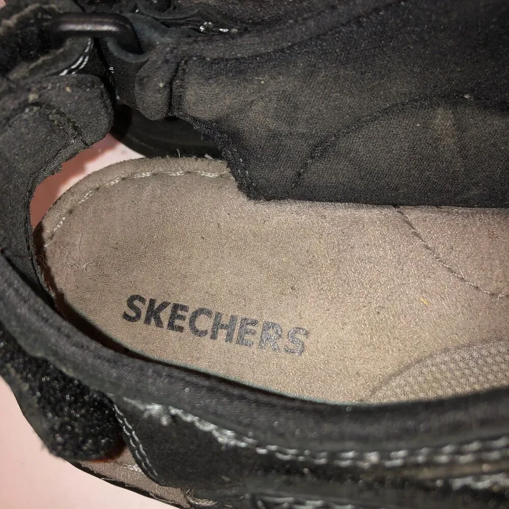Skechers Mens Size 11 Black Leather Hook and Loop Casual Fisherman Sandals Shoes